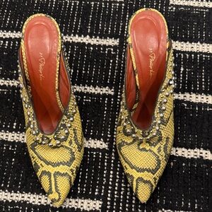 Phillip lim Yellow Snake Print Slingback Heels